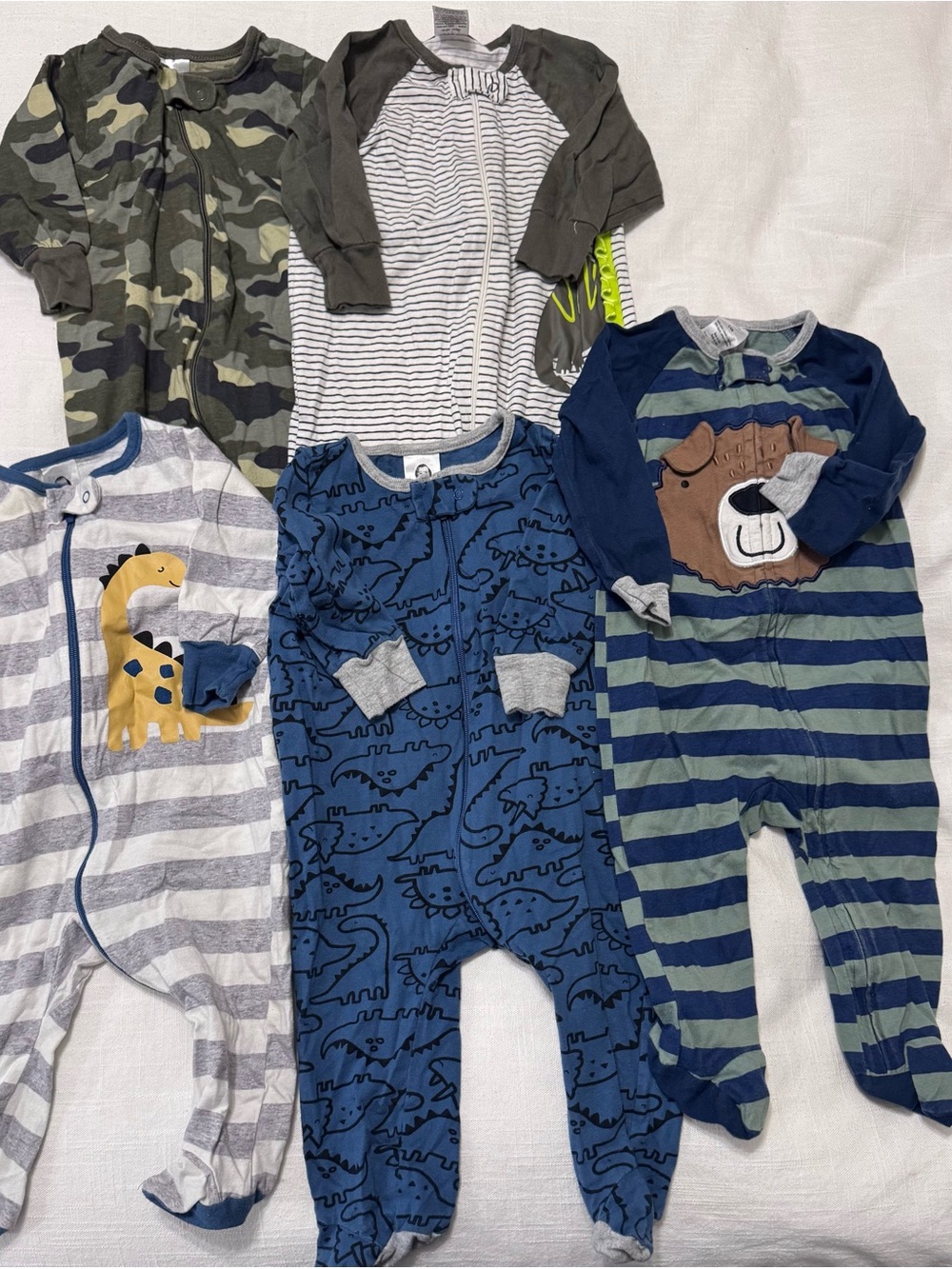 Gerber Baby Footed One-Piece Sleepers - Blue, Gray, Green